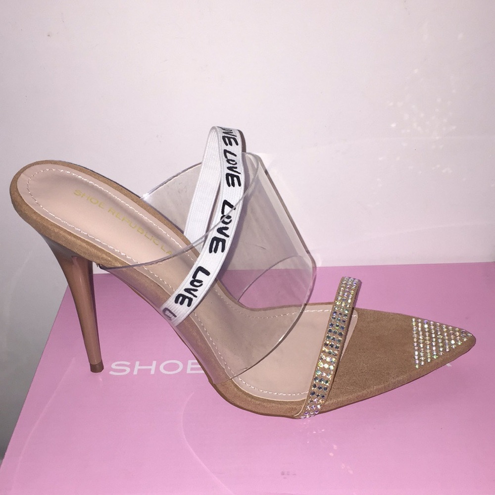 Last Pair! Nude Sandals w/Rhinestones